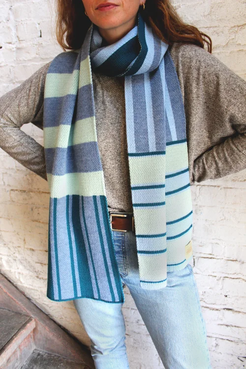 PATCHWORK MIXED STRIPE MERINO WOOL COZY SCARF — Calhoun & Co.